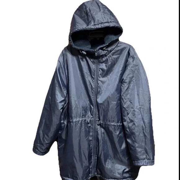 Willow Lane Jacket Women 1X Blue Fleece Dog Print Full Zip Reversible Coat - Picture 5 of 9